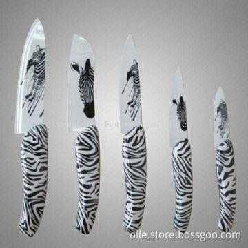 Eco-friendly White Blade Zebra Printing Funny Knife Set